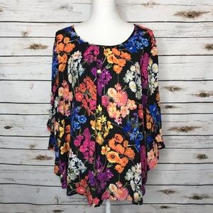 Spense Floral Grid Flowy Top Size 1X